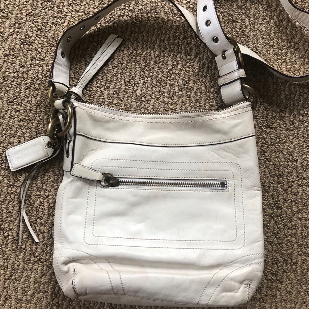 Authentic Vintage Coach white leather crossbody